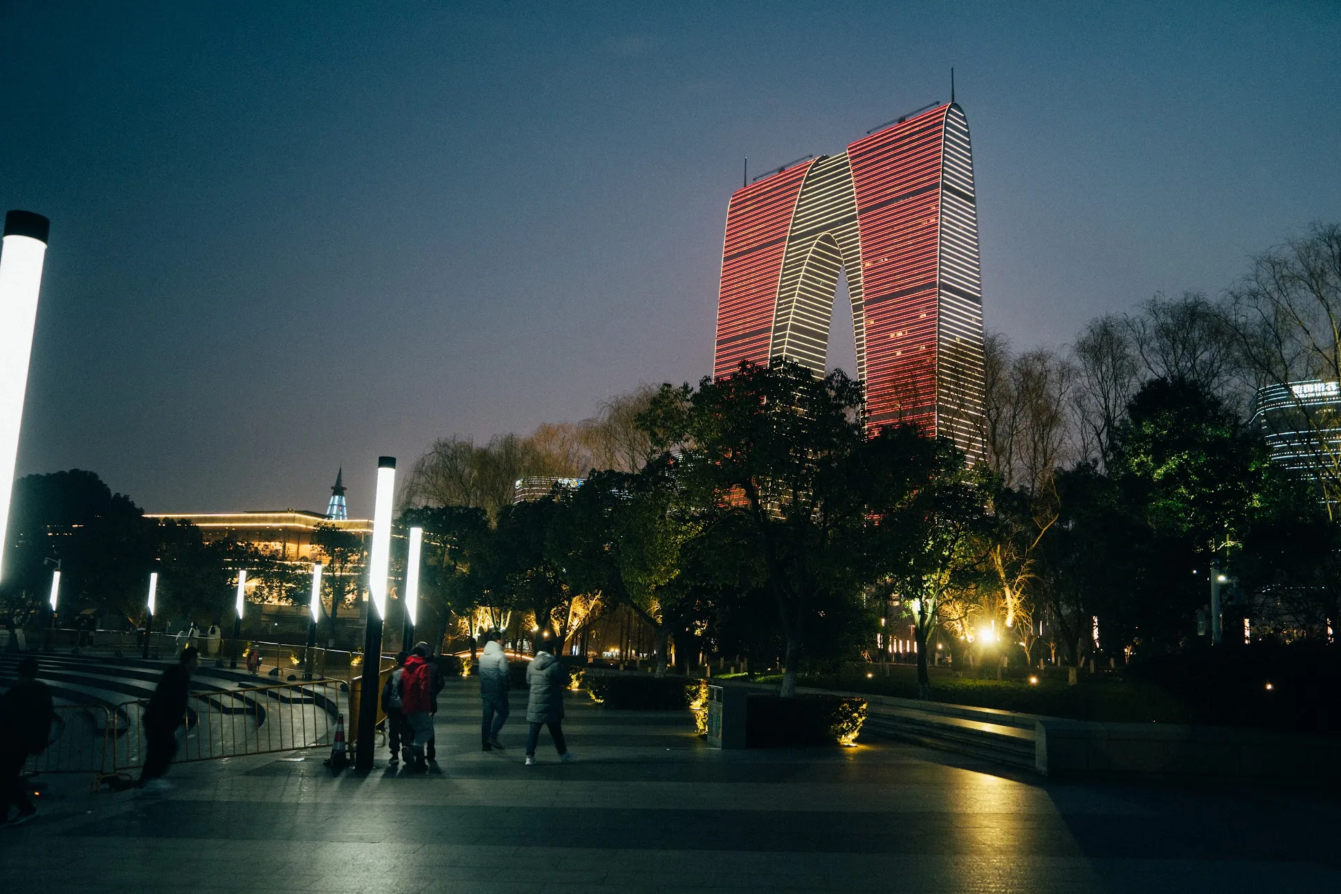 Horizontally flipped Gate of the Orient night photograph